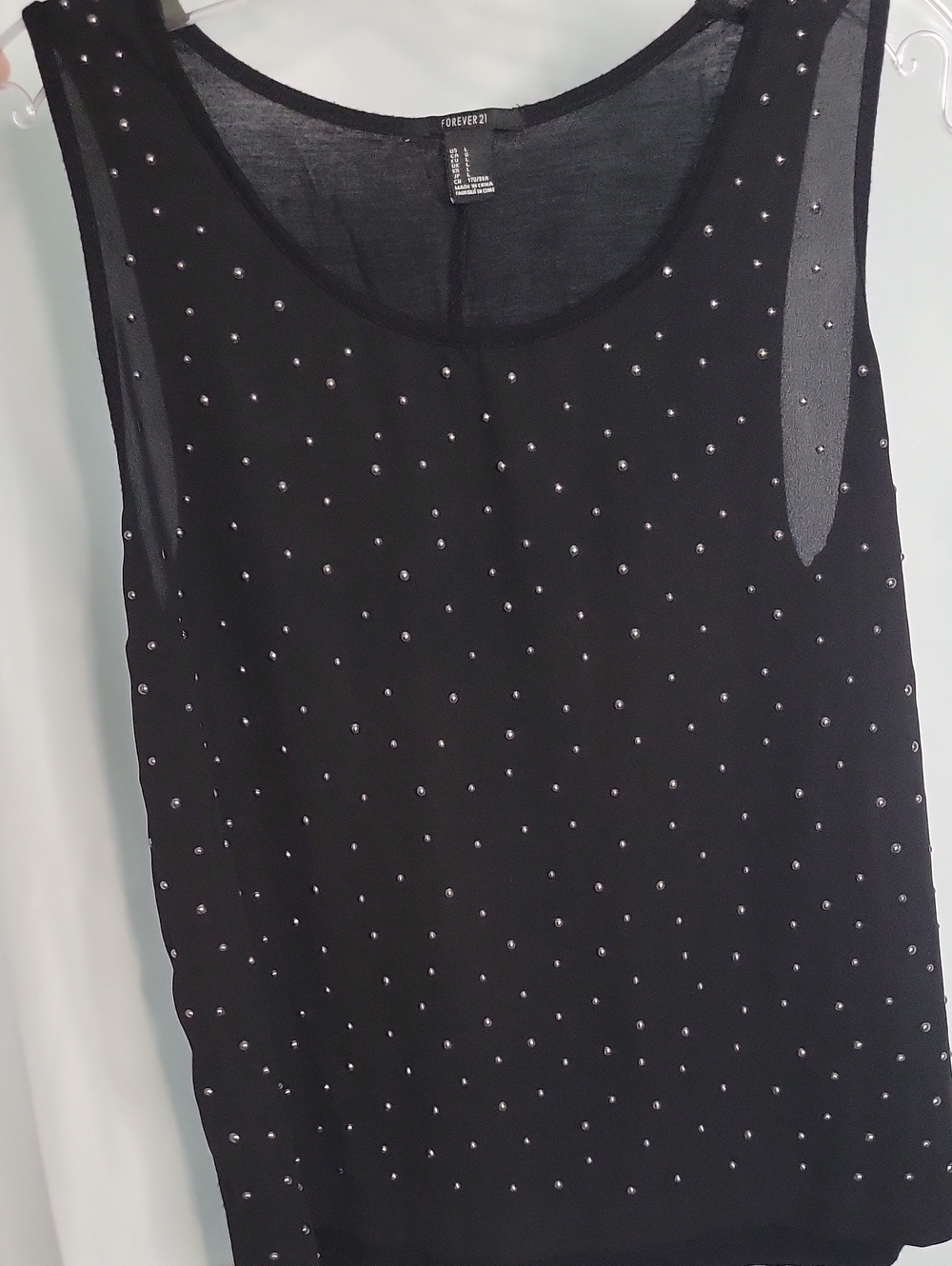 Forever 21 Black Tank with Silver Stud Embellishments